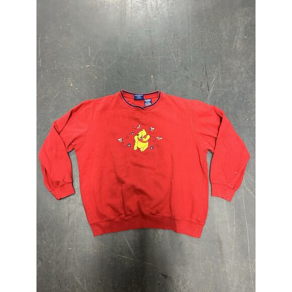Vintage 90’s Winnie The Pooh Sweatshirt Playing With Bees Disney Size Large Red - Picture 1 of 7